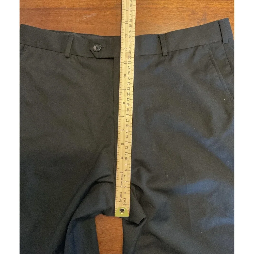 Alfani Dress Pants Mens 34x29 Black‎ Flat Front Straight Leg Office Business